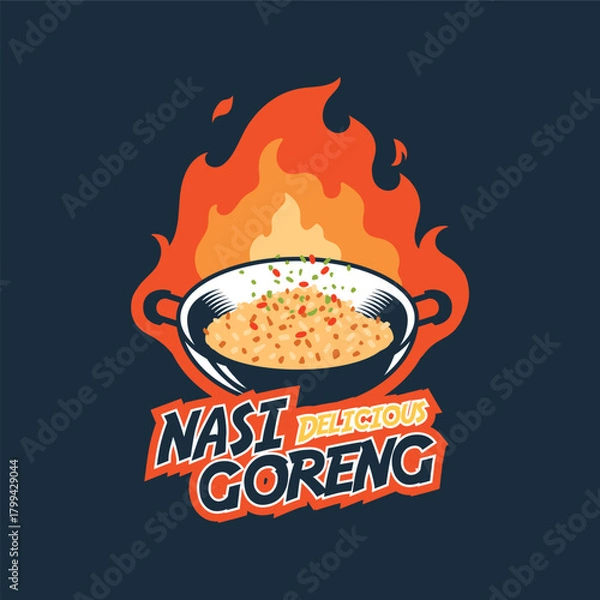 Fototapeta nasi goreng logo and labels design