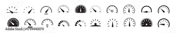 Fototapeta Collection of Black and White Automotive Gauge Icons vector