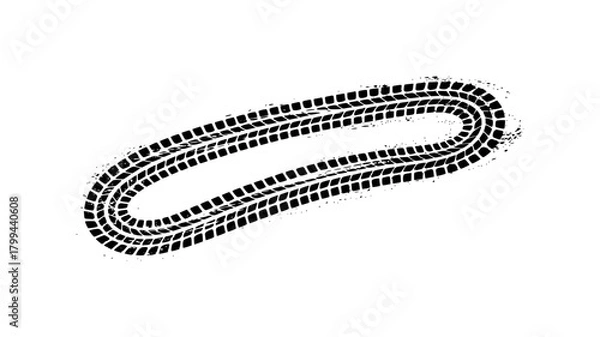 Fototapeta Black Tire Tracks Imprint on White Background, Abstract Grunge Design