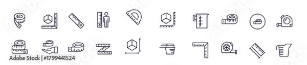 Fototapeta Collection of modern measure outline icons. Set of modern illustrations for mobile apps, web sites, flyers, banners etc isolated on white background. Premium quality signs.