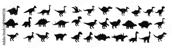Fototapeta collection of multicolored dinosaurs vector illustration