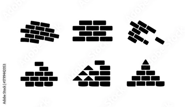 Obraz Collection of Black and White Brick Wall Icons and Illustrations