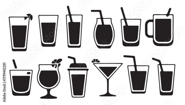 Fototapeta Collection of Various Beverage Icons vector