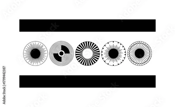 Obraz Abstract Circular Designs with Radial Patterns and Geometric Shapes