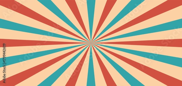 Fototapeta Colorful vintage wallpaper with sunbeams vintage retro background rays with grunge texture vector