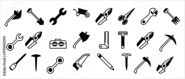 Fototapeta construction tool icon set filled icon style collection