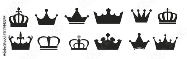 Fototapeta Set of crown vector illustration