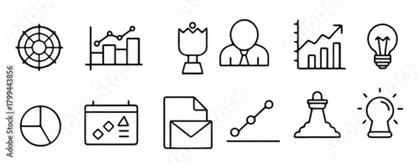 Fototapeta diverse business icons and symbols silhouette isolated on