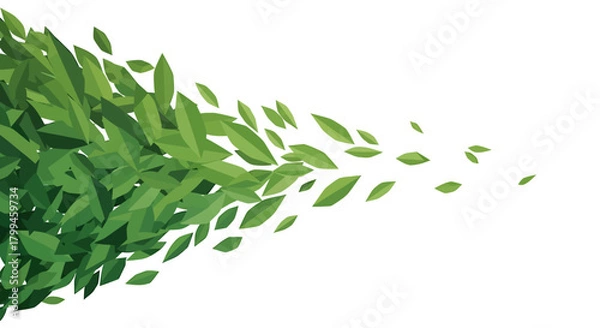 Fototapeta Green leaves blowing in the wind, creating a sense of movement and nature's power.