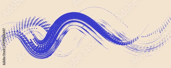 Fototapeta Grainy rough bold brush strokes with hand drawn texture. Distress damaged  vintage template. Texture overlay. Waves, curves. Retro grunge background for posters, backdrop. Old wall design.