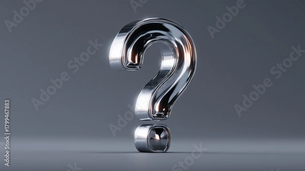 Fototapeta 人物抜きでクローム疑問符の無機質さを強調した工業風イメージ