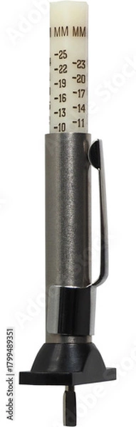 Obraz Tire tread depth gauge on white background
