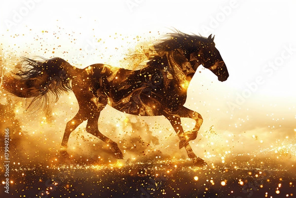 Obraz 輝く馬のシルエット