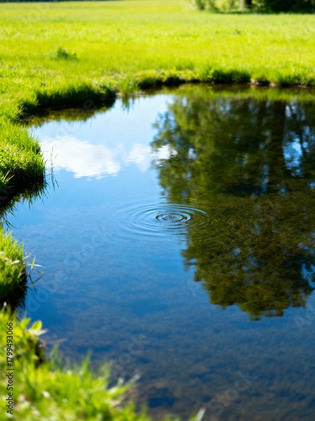 Fototapeta Reflective Water Surface Under Bright Daylight