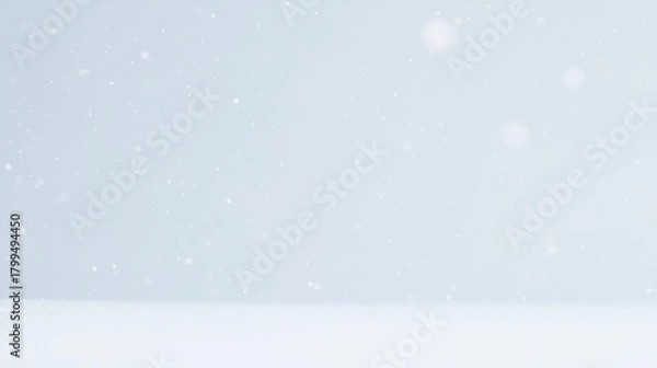 Obraz soft falling snow on clean white background, minimal cold winter mood