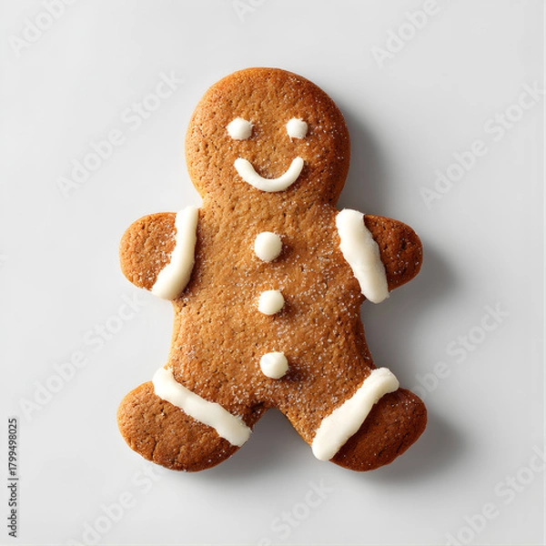 Obraz A Gingerbread Man Cookie Isolated on White Background 