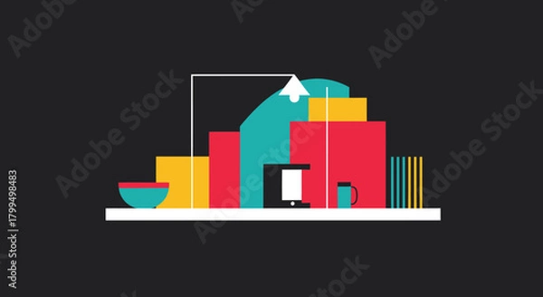Fototapeta Business Growth and Coffee Break A Vector Illustration Depicting Productivity, Goals, and Success