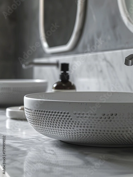 Fototapeta Cinematic close-up showcasing intricate design details within a stylish wash area