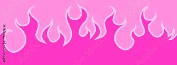 Fototapeta Vintage-inspired pattern featuring pink tribal flames and gothic heart shapes. Perfect for stickers and prints with 2000s retro vibe. Stock vector illustration in retro seamless style.