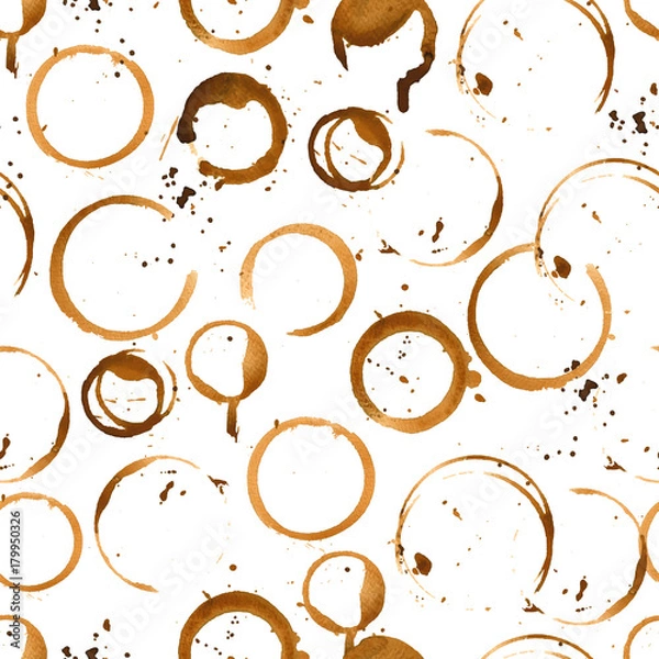 Fototapeta Seamless pattern with coffee stain circles