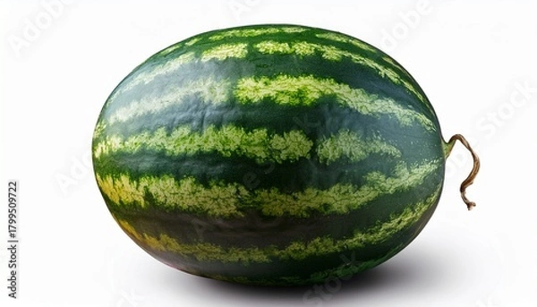 Obraz Juicy Whole Watermelon With Striped Rind For Summer Themed Designs Ads Or Fresh Food Visuals