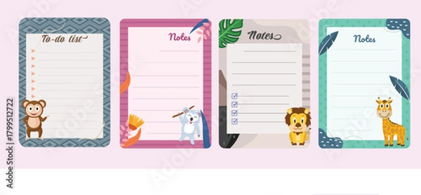 Fototapeta Blank Paper, Notepad Templates. Lined, Ripped, Torn and Vintage Vector Set, Notebook Page Illustration Pack; Realistic Sheets, Sticky Notes . Memo Designs, Paper Texture Collection Crumpled, Wrinkled.