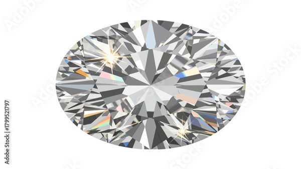 Obraz Oval diamond with facets reflecting light and color