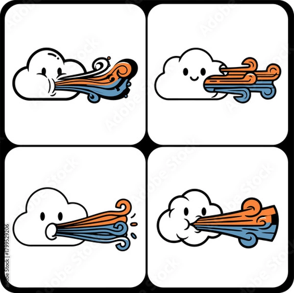 Obraz Cute snowman characters with scarves and hats,  Funny winter snowmen with carrot noses,  Playful snow characters for holiday themes