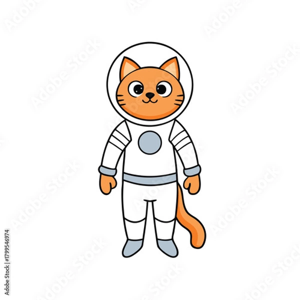 Fototapeta astronaut cat vector on white background