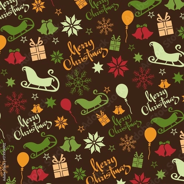 Obraz merry chrismas pattern desgin on brown background