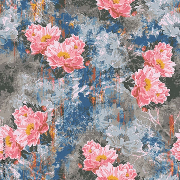 Fototapeta textile design with rose flower pattern image