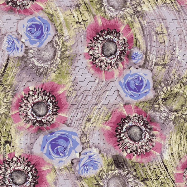 Obraz textile design with rose flower pattern image