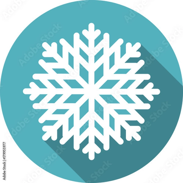 Fototapeta snowflake round icon with long shadow
