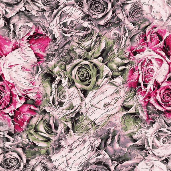 Obraz textile design with rose flower pattern image