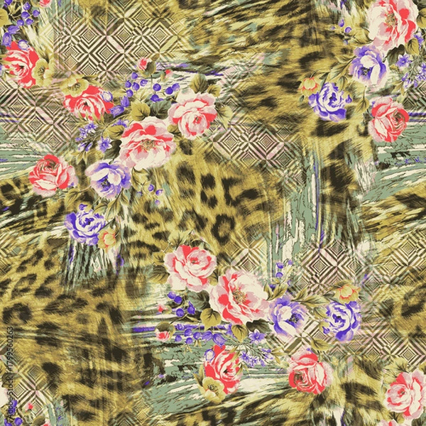 Obraz textile design with rose flower pattern image