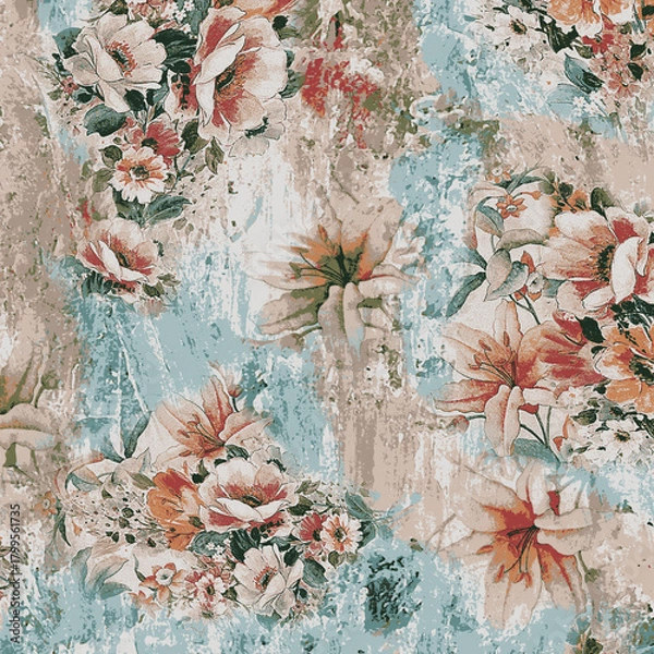 Obraz textile design with rose flower pattern image