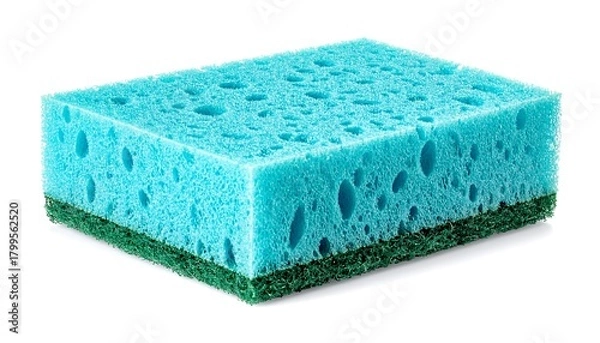 Obraz Close-up of a blue and green kitchen cleaning tool isolated on white