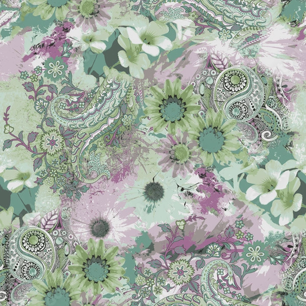 Fototapeta textile design with rose flower pattern image