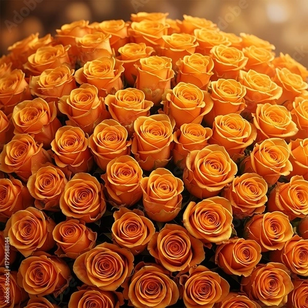 Obraz Close-up of a bountiful, densely packed arrangement of orange roses