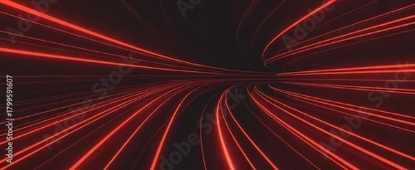 Obraz Dynamic red light streaks create stunning futuristic tunnel effect perfect for technology, innovation, and high-speed concepts in dark background