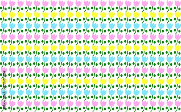 Obraz かわいいチューリップのシンプルなシームレスな背景イラスト_パステルカラー