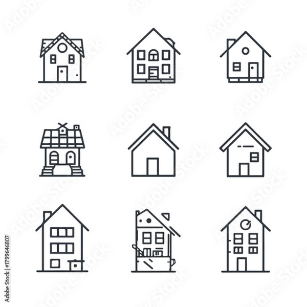 Fototapeta House Icon Set Includes House Icons Palace Apartment Resort Shop And More, House Icon, House Icon, Shop Icon PNG and Vector with Transparent Background