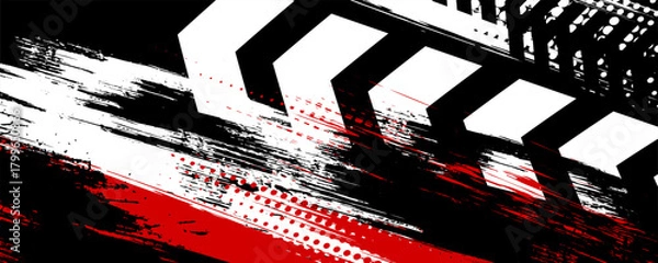 Fototapeta Exclusive red and black color combination sport racing car livery design, for universal medium eps10 vector ready to print.