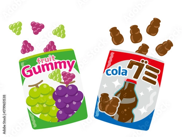 Obraz フルーツのグミとコーラのグミ