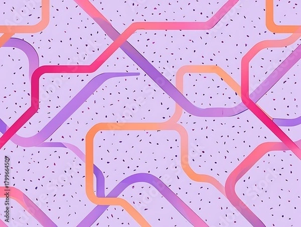 Fototapeta Geometric Shapes Network Connection on Lilac Background Trendy Abstract Design