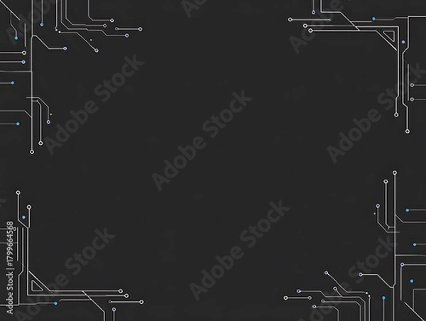Fototapeta Abstract Black Technology Background with Circuit Board Pattern and Lines