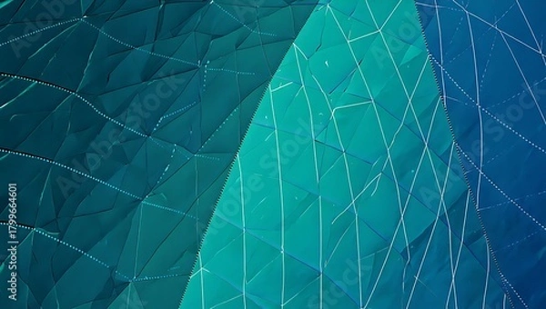 Fototapeta Abstract Geometrical Pattern with Lines and Triangles in Blue and Green