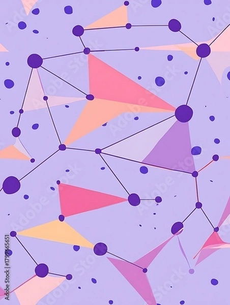 Fototapeta Abstract geometric background with interconnected nodes and triangles in pastel colors