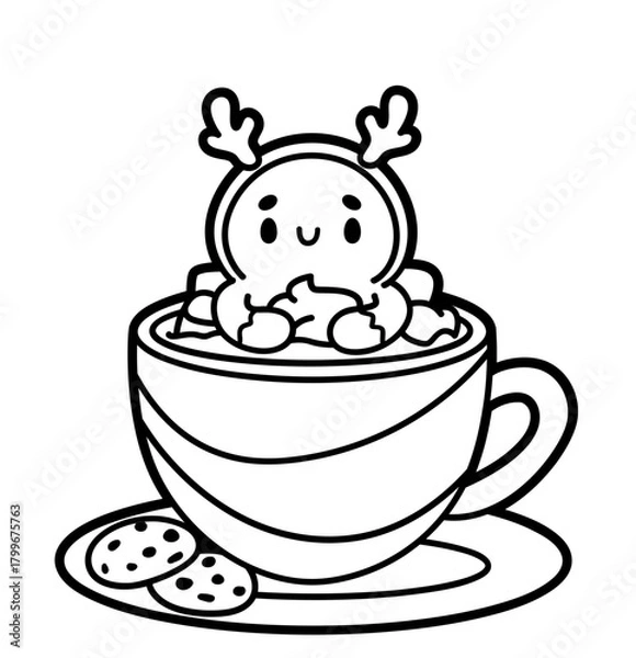 Obraz Gingerbread Man in Mug – Cute Christmas Cocoa
