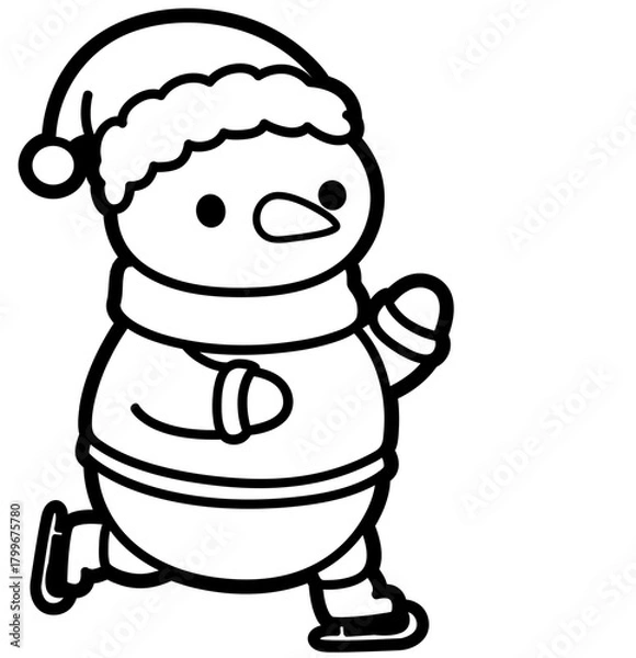 Obraz Snowman skating – Cute Simple Winter SVG